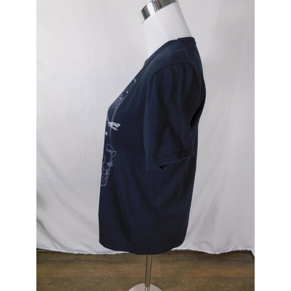 Dancing Skeleton Shirt Large Black White Graphic Tee Floral Cosmic Art - Picture 4 of 9